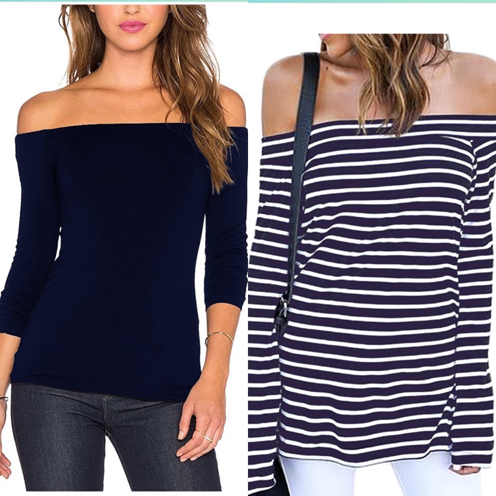 Trendy, cotton tops, size M, navy, striped, spring